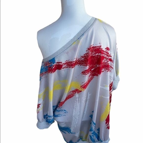 Catherine Malandrino Top For Women Joey Blouse Top Sz L Off Shoulder MultiColor - Picture 3 of 6